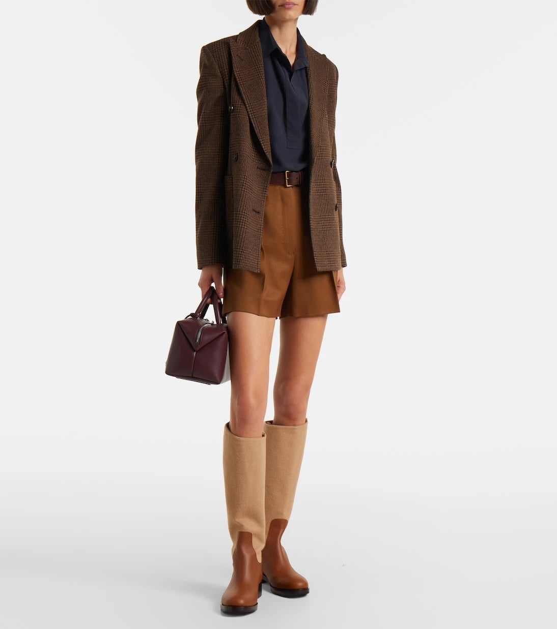 Max Mara - Cavaliere leather and wool knee-high boots