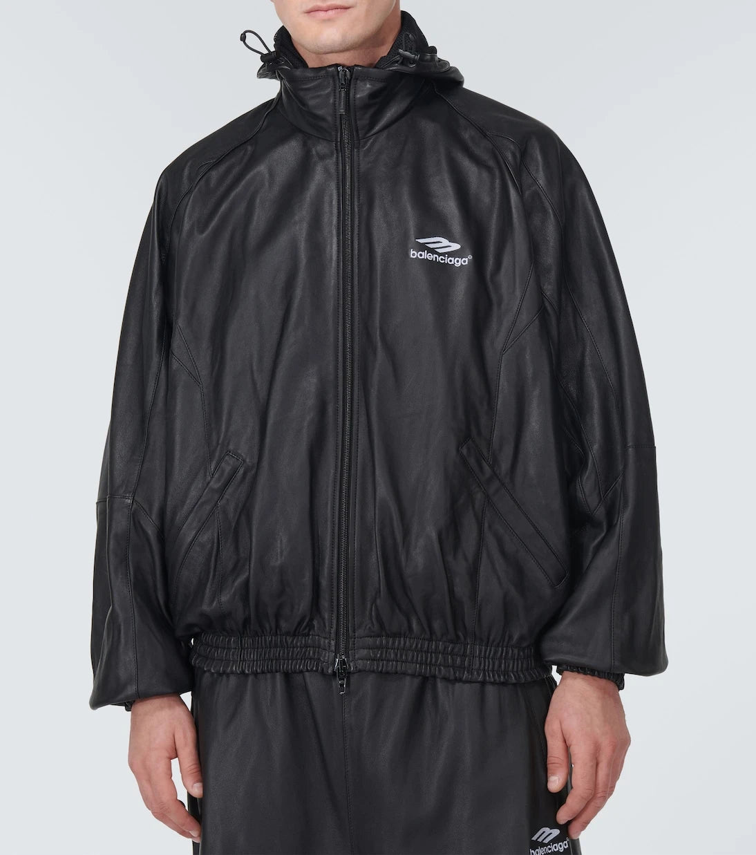 Balenciaga - 3B Sports Icon leather track jacket