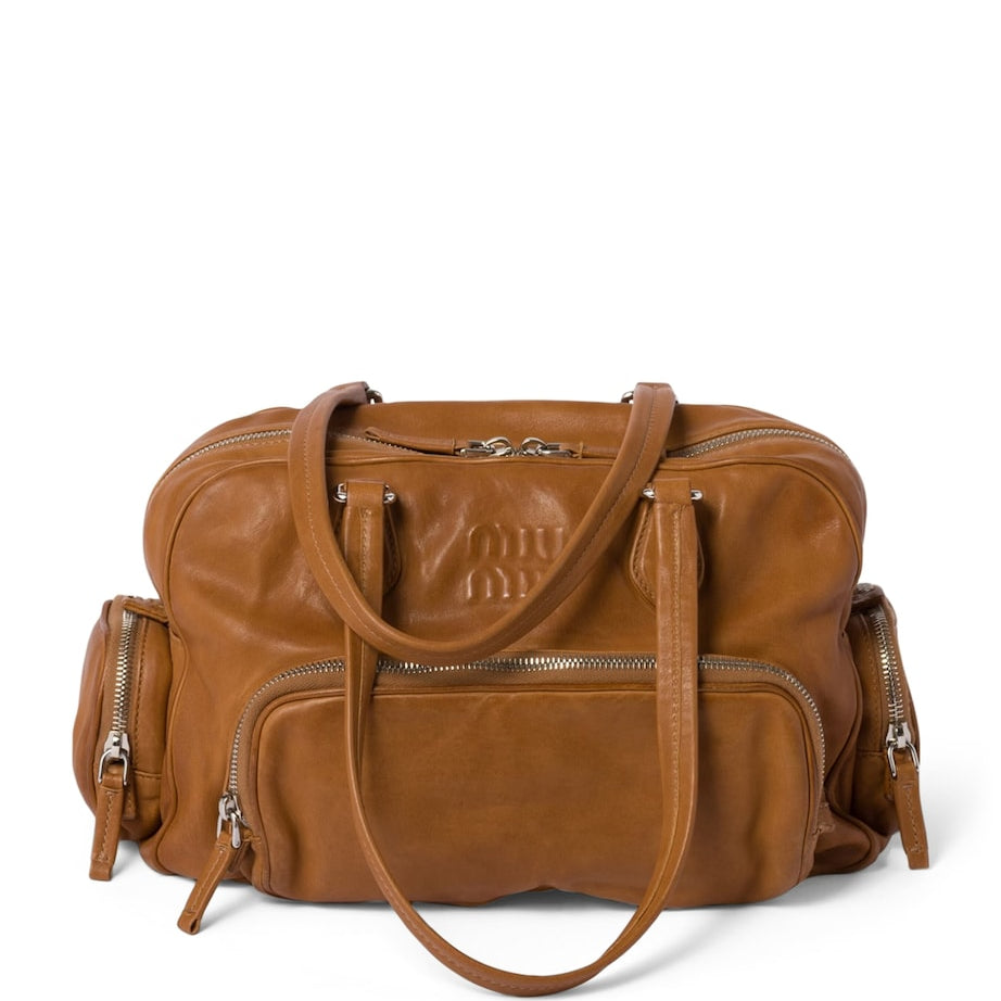 Brown Nappa Leather Top-Handle Bag