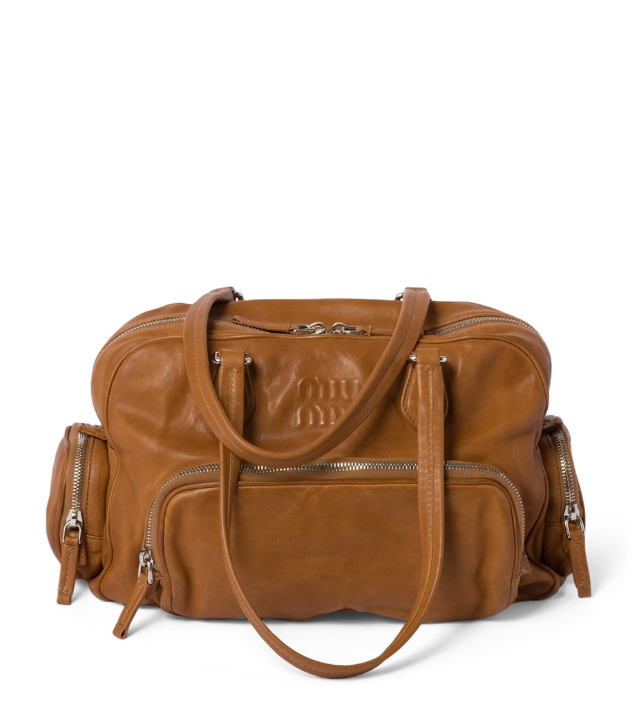 Brown Nappa Leather Top-Handle Bag