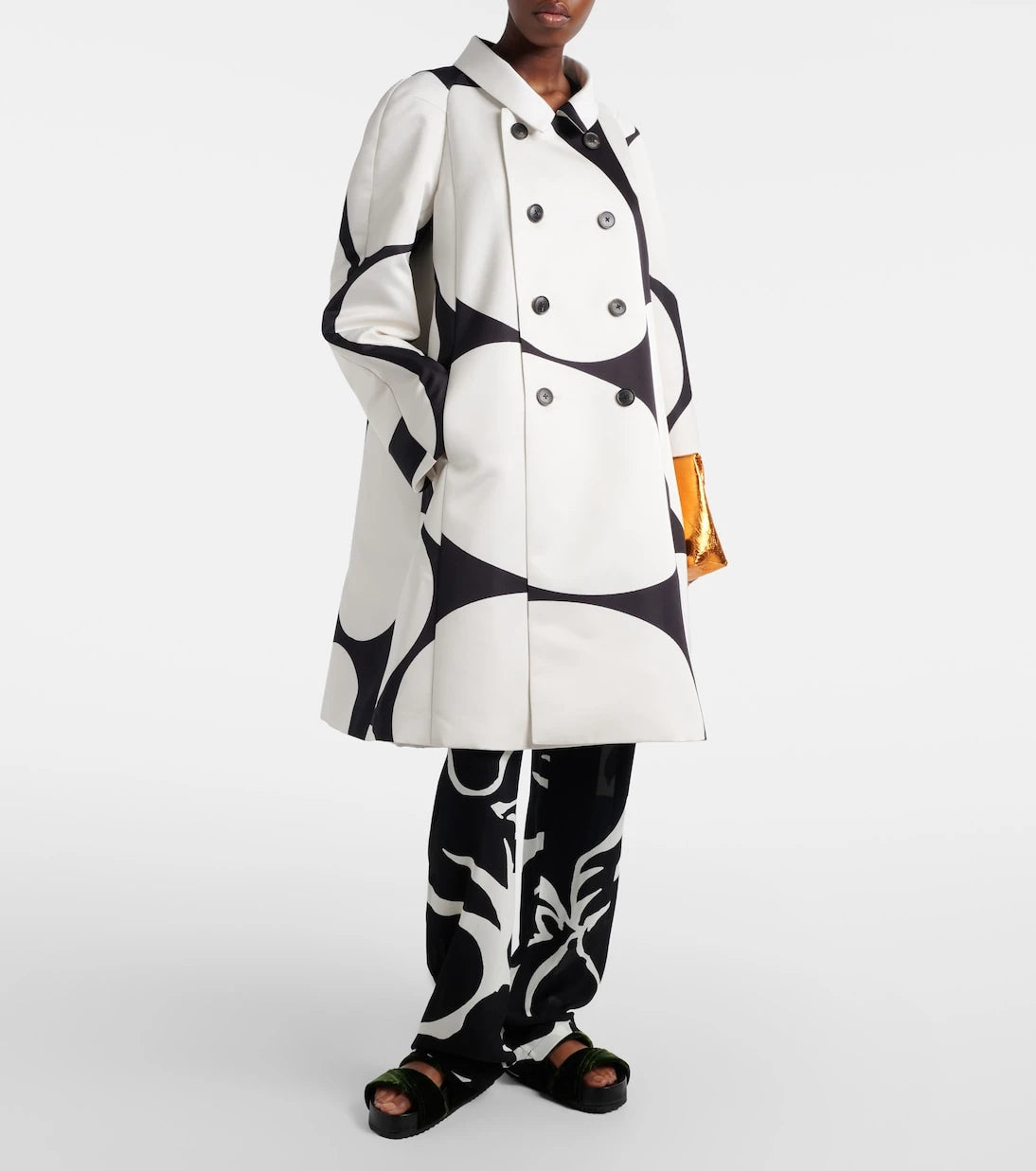 Dries Van Noten - Polka-dot double-breasted satin coat