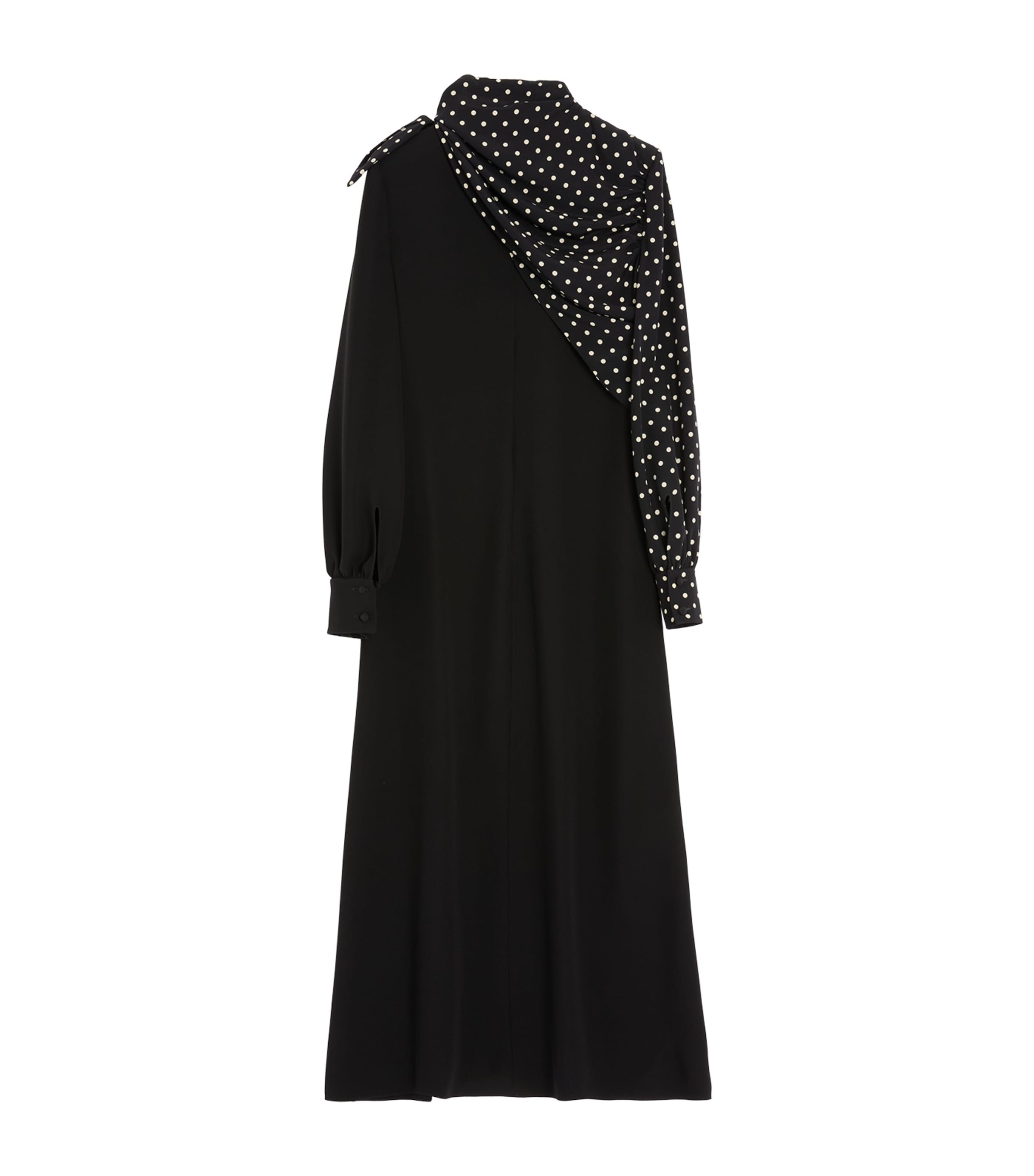 Valentino Black Silk Polka-Dot Midi Dress