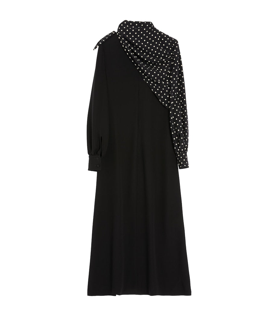 Valentino Black Silk Polka-Dot Midi Dress