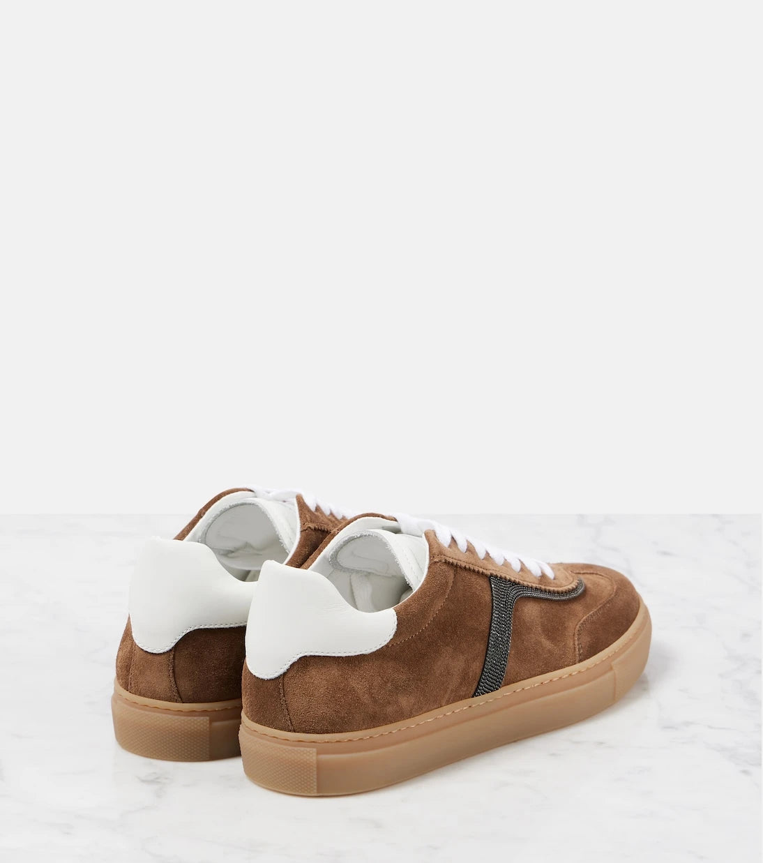 Brunello Cucinelli - Embellished suede sneakers