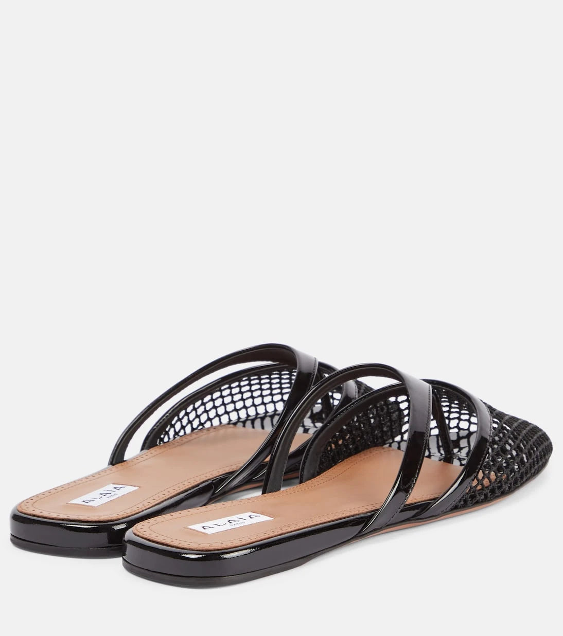 Alaïa - Infradito fishnet leather-trimmed mules