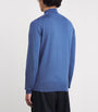 John Smedley Blue Extra Fine Merino Wool Half-Zip Tapton Sweater