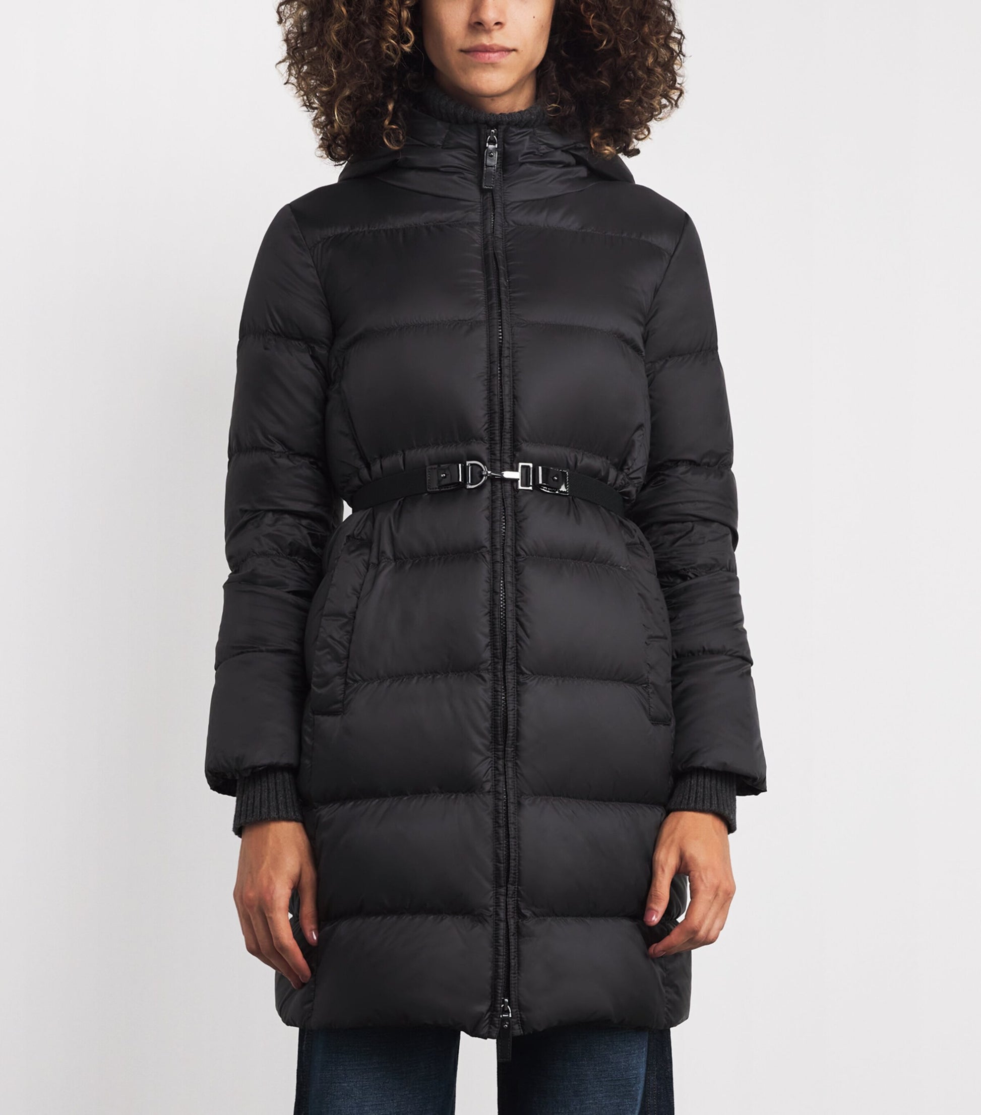 Max Mara Black Down Quilted Longline Jacket