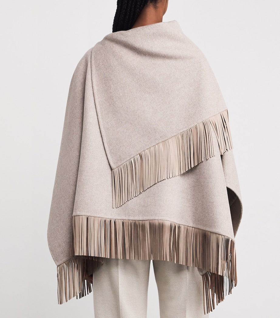 Agnona Grey Wool-Alpaca-Cashmere Poncho