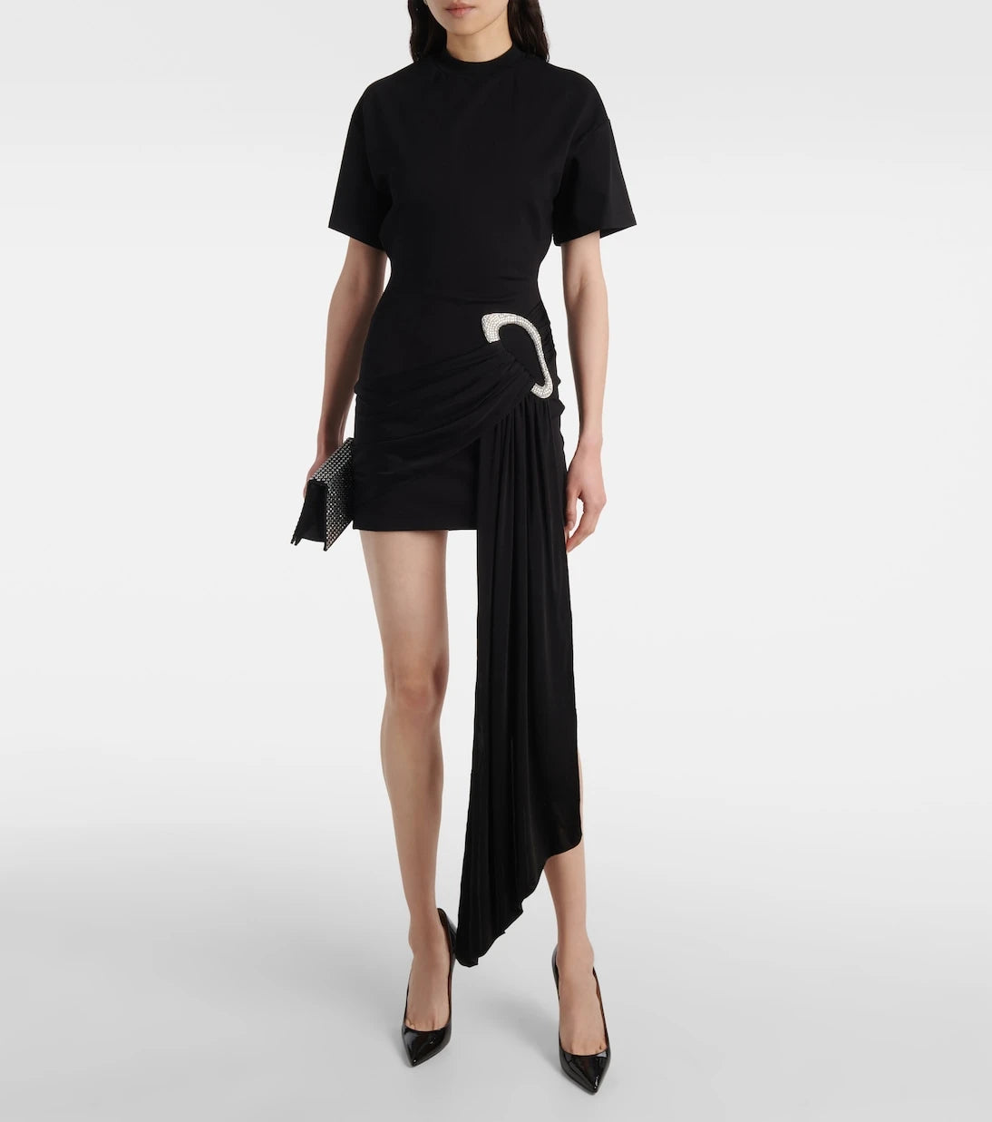 David Koma - Embellished draped jersey minidress
