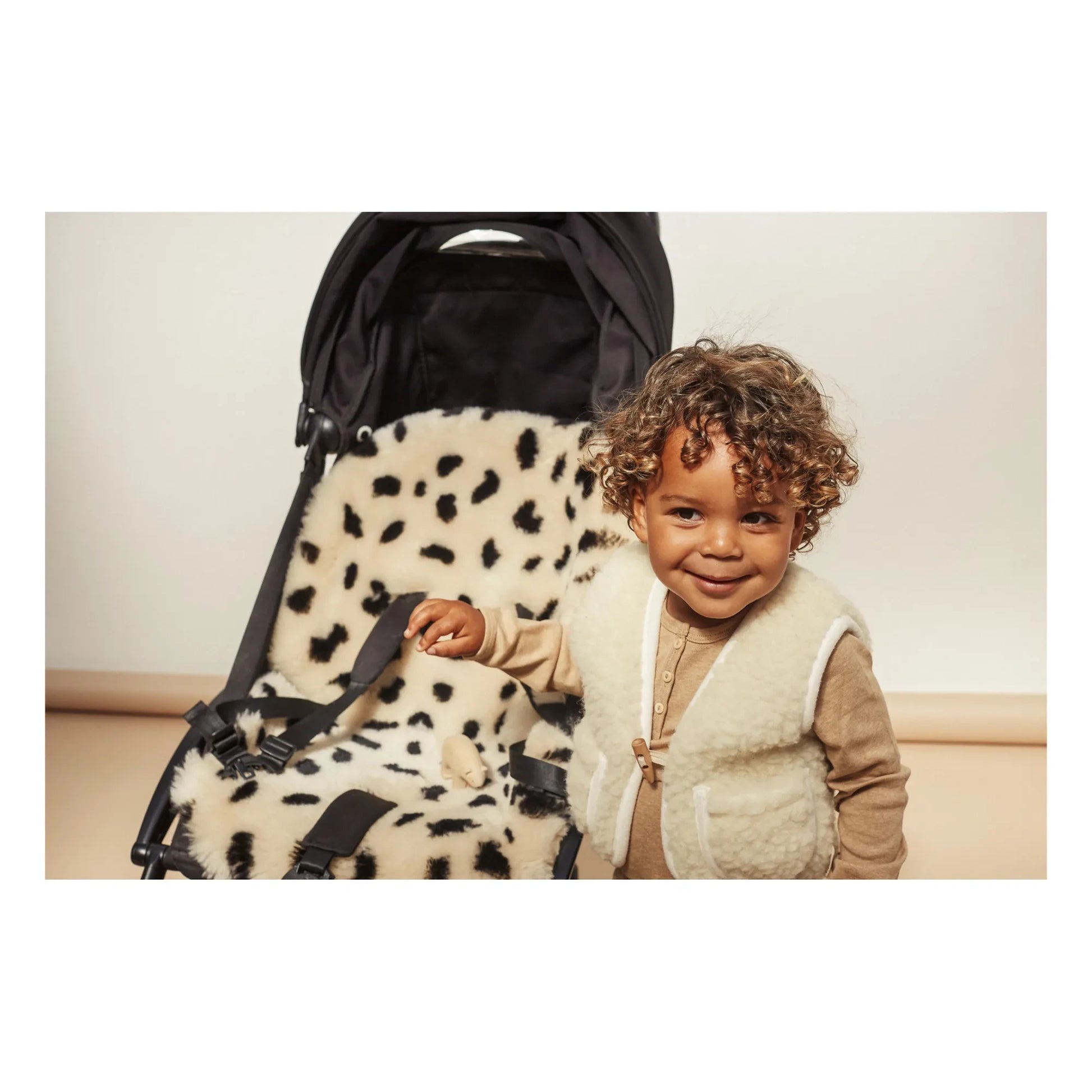 BINIBAMBA - Sheepskin Mat for Stroller or Moses Basket | Leopard
