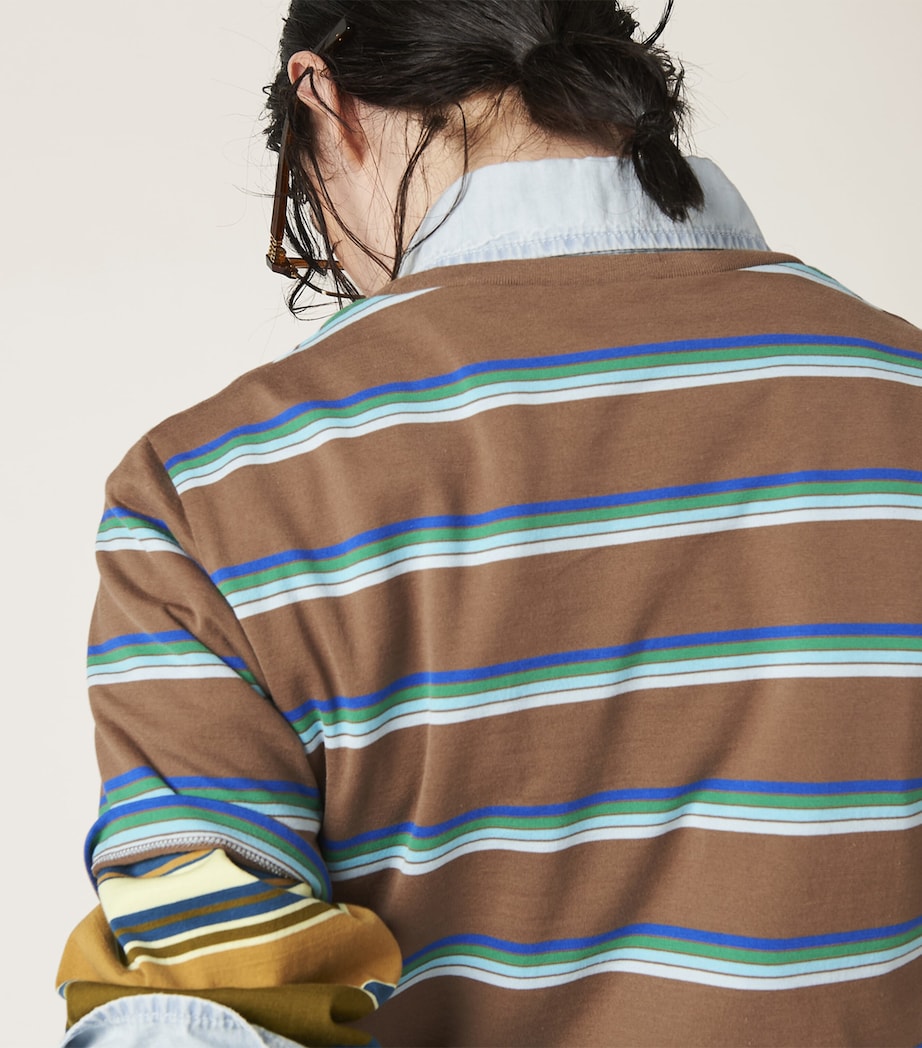 Miu Miu Brown Cotton Striped T-Shirt