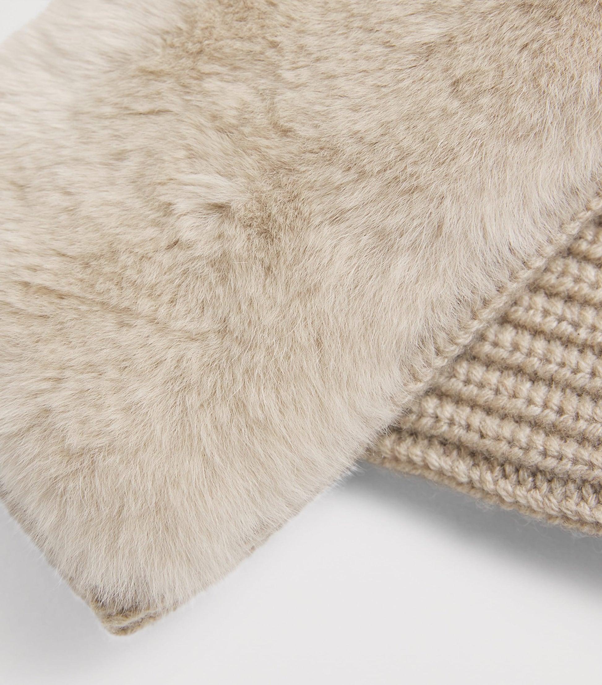 Yves Salomon Beige Rex Rabbit Mittens