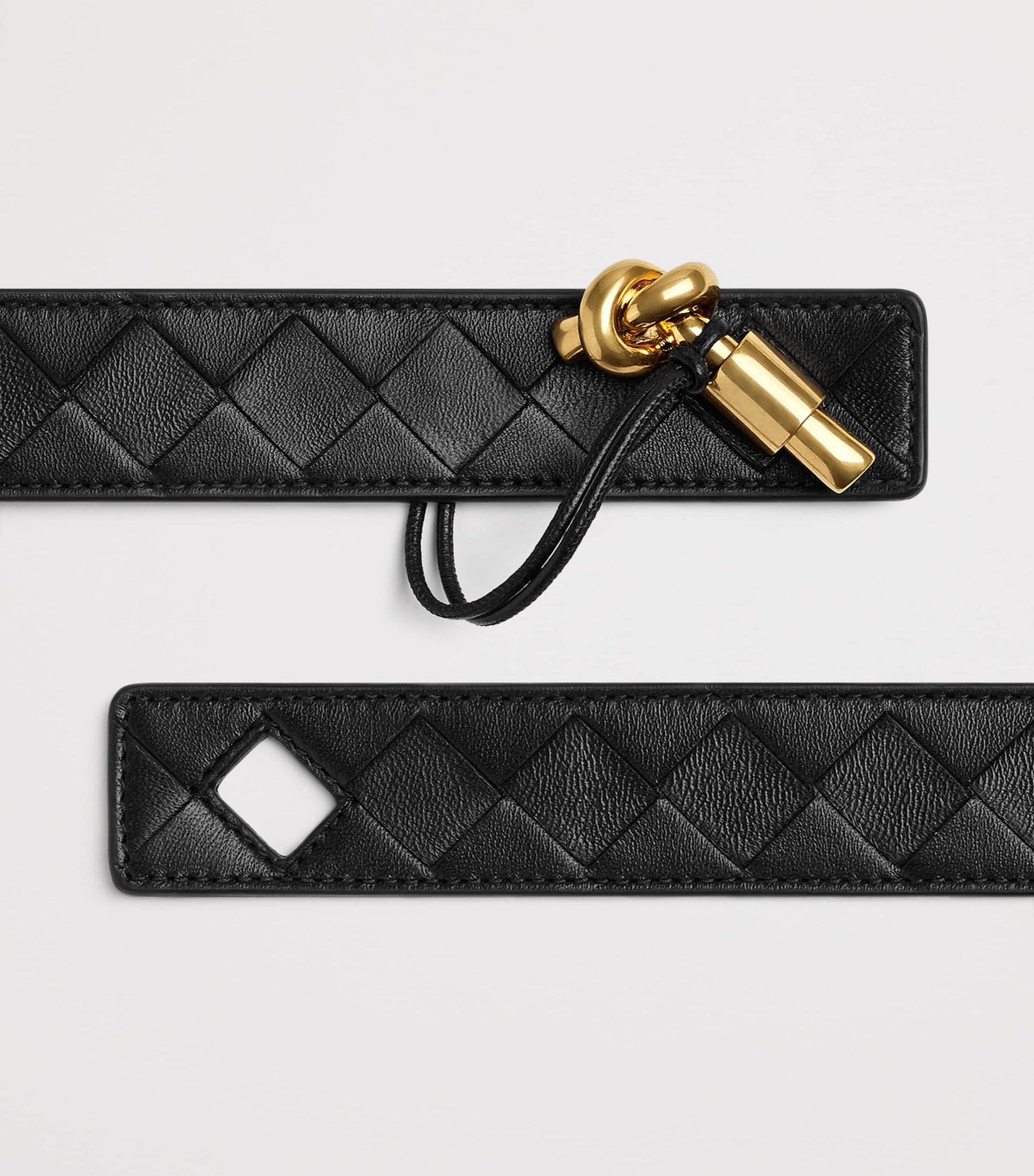 Bottega Veneta Black Leather Intrecciato Andiamo Belt