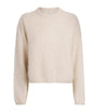 Soft Goat Ivory Brushed Cashmere Crew-Neck Sweater