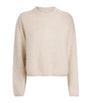 Soft Goat Ivory Brushed Cashmere Crew-Neck Sweater