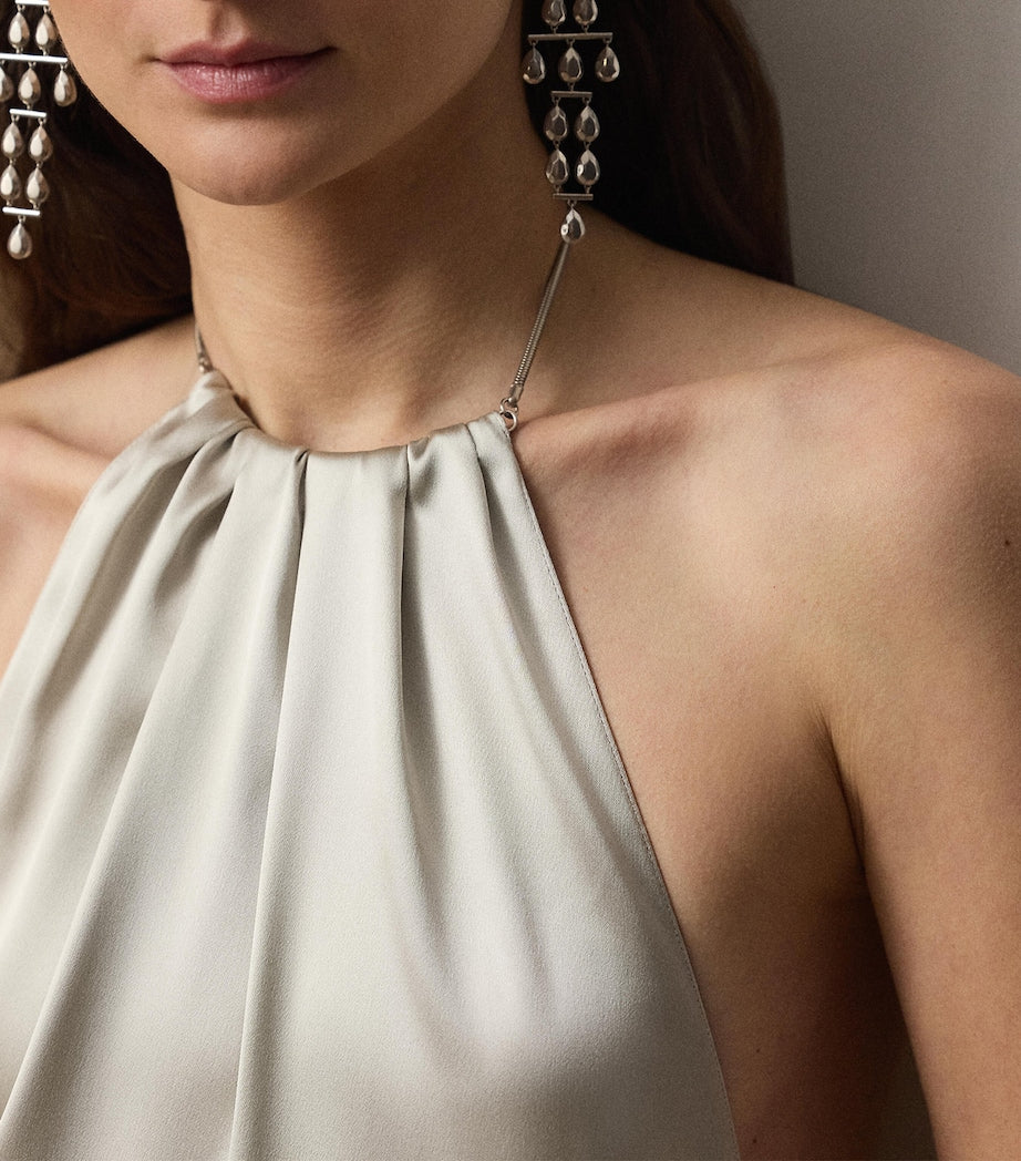 Ralph Lauren Collection Beige Stretch-Satin Corra Maxi Dress