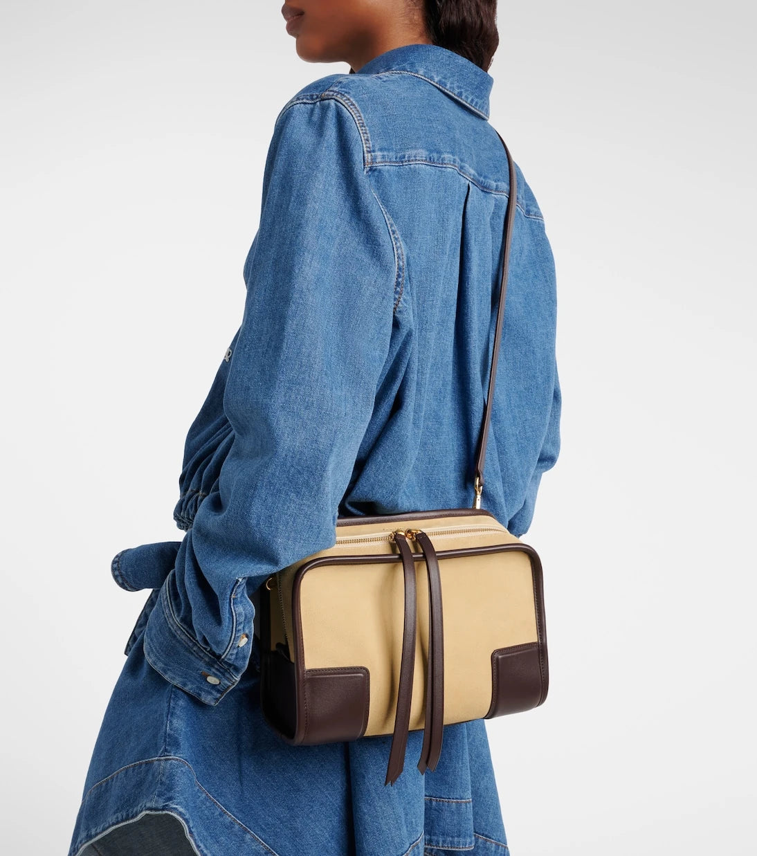 Loewe - Amazona 180 leather-trimmed suede top-handle bag