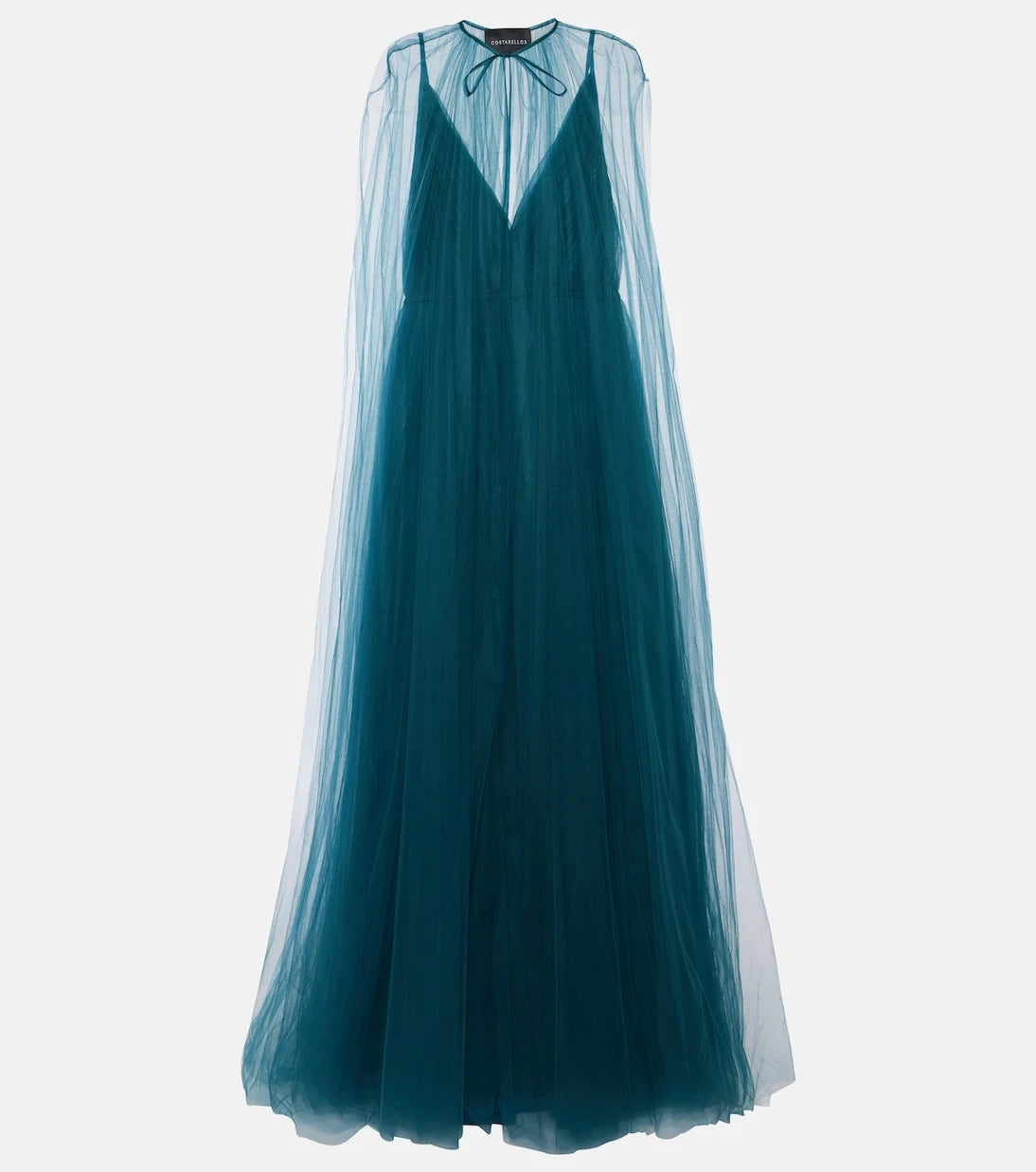 Costarellos - Cassandra caped tulle gown