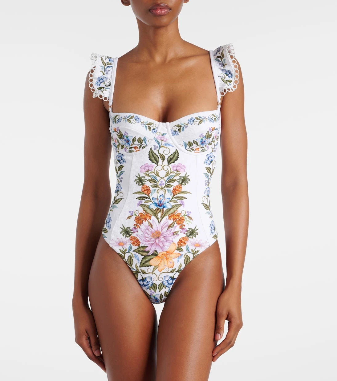 Farm Rio - Sweet Bloom ruffled swimsuit