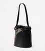 Black Leather Buckled Bucket Bag