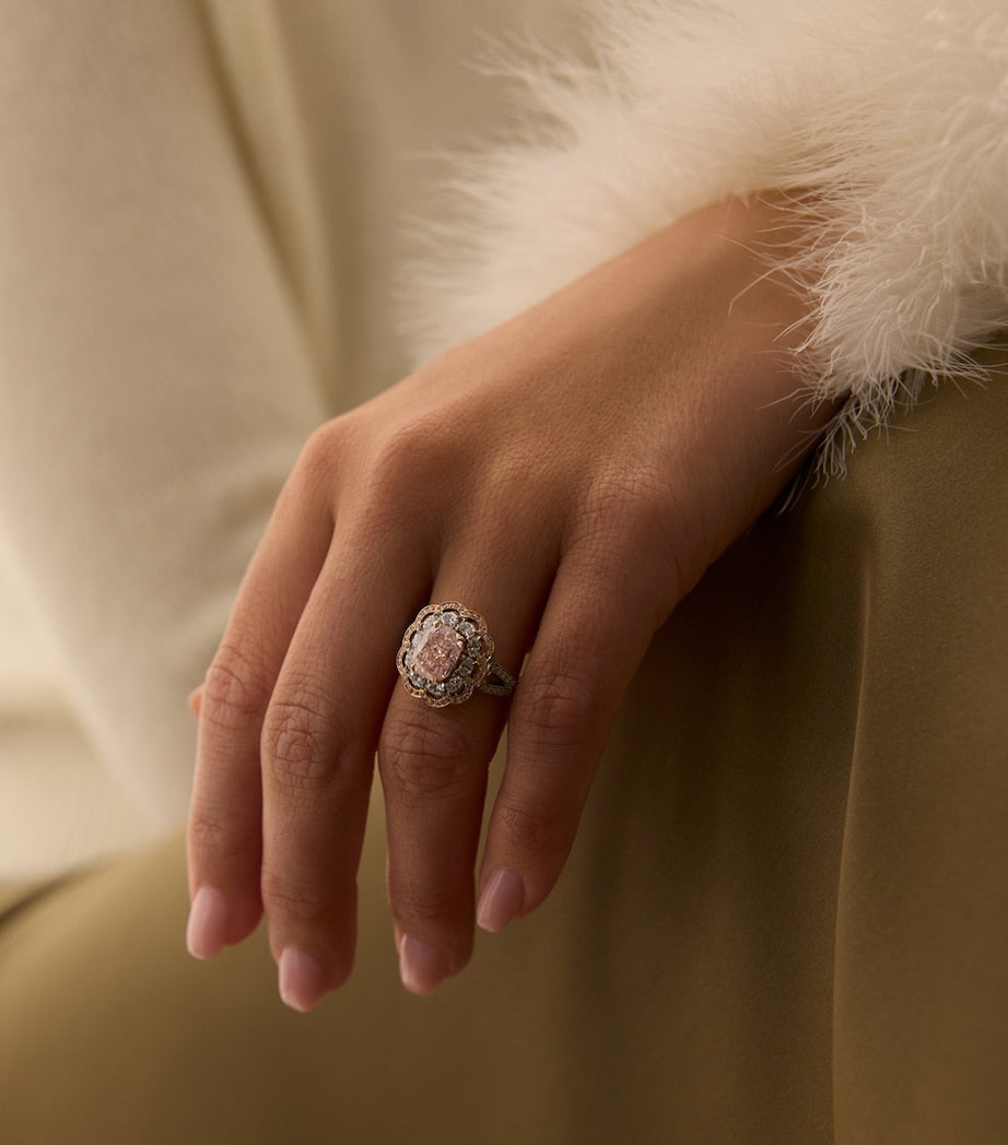 Platinum, Rose Gold and Diamond Ring