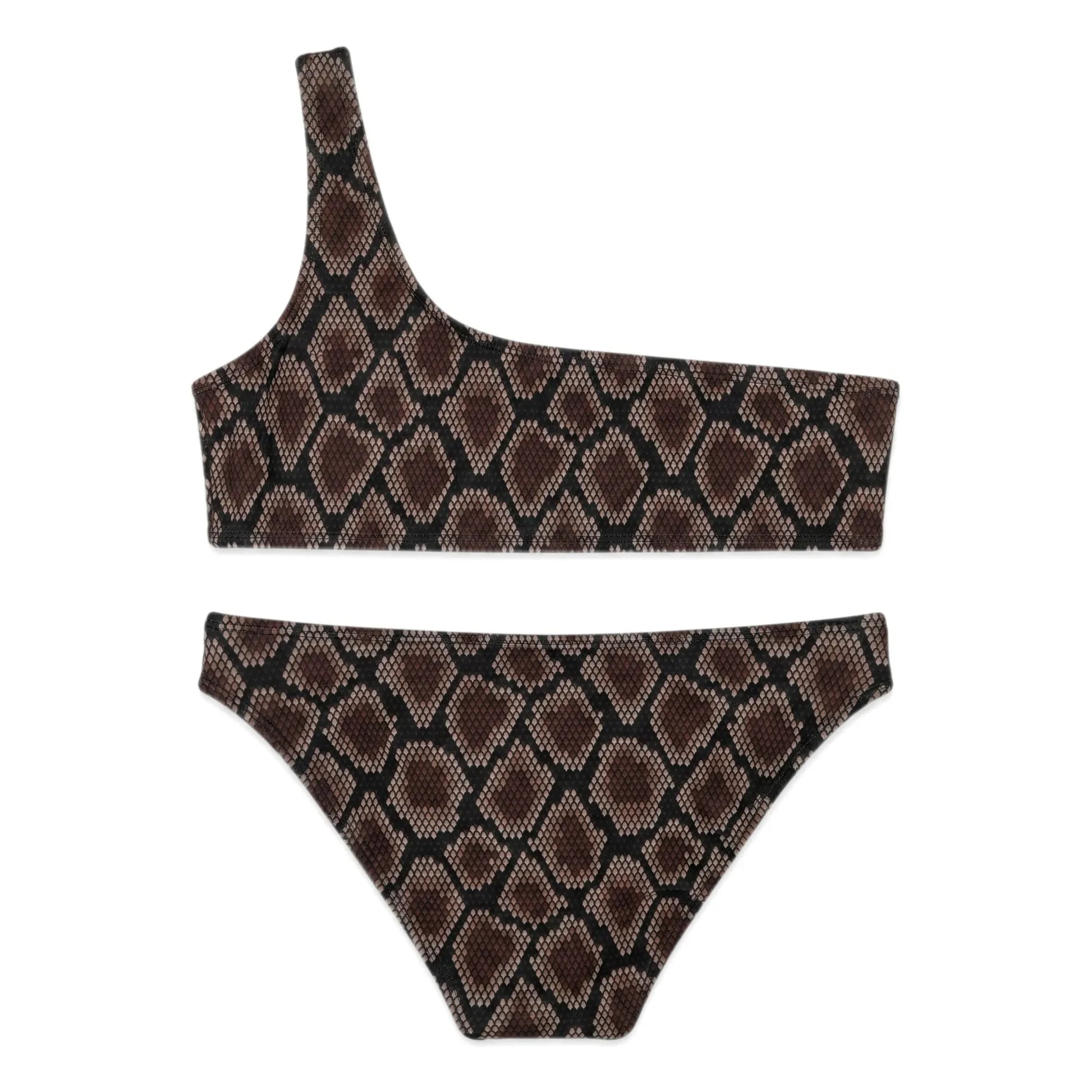 Finger in the nose - Bayle Python Asymmetric Swimsuit | Brown