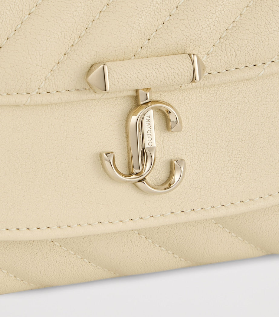 Beige Curve Small Biker Leather Quilted Cross-Body Bag