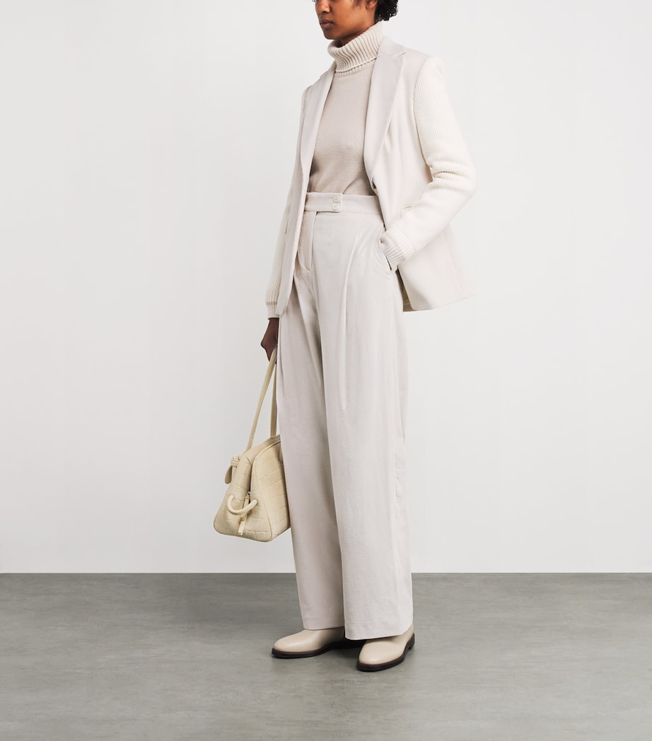 Eleventy White Cotton-Blend Corduroy Trousers