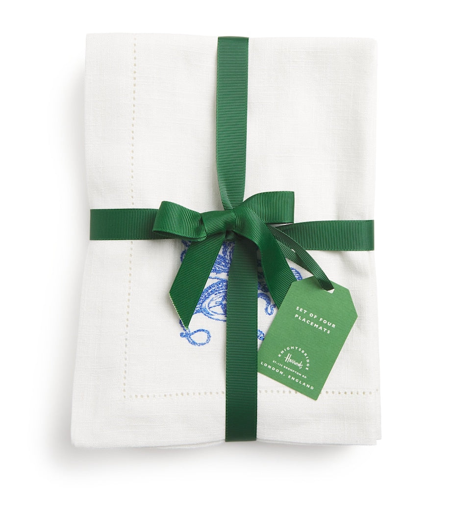 Linen Embroidered Sea Creature Placemats (Set of 4)