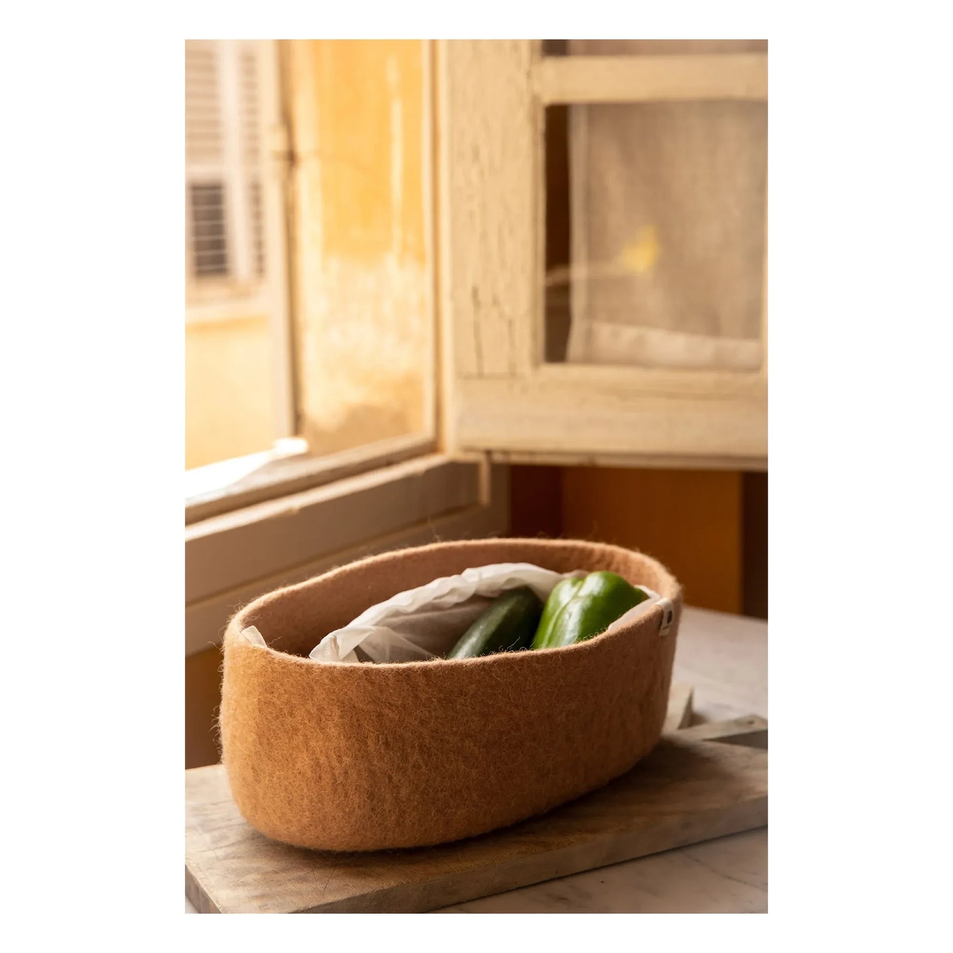 Muskhane - Felt storage basket | Beige