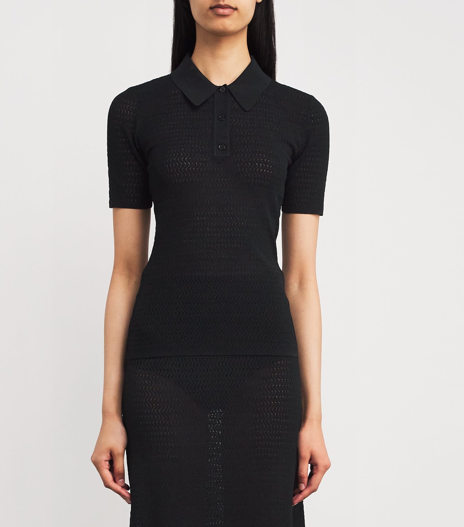 Victoria Beckham Black Knitted Polo Shirt