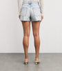 Good American Blue Distressed Crystal Denim Shorts