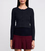Sandro Paris Blue Rib-Knit Cropped Cardigan