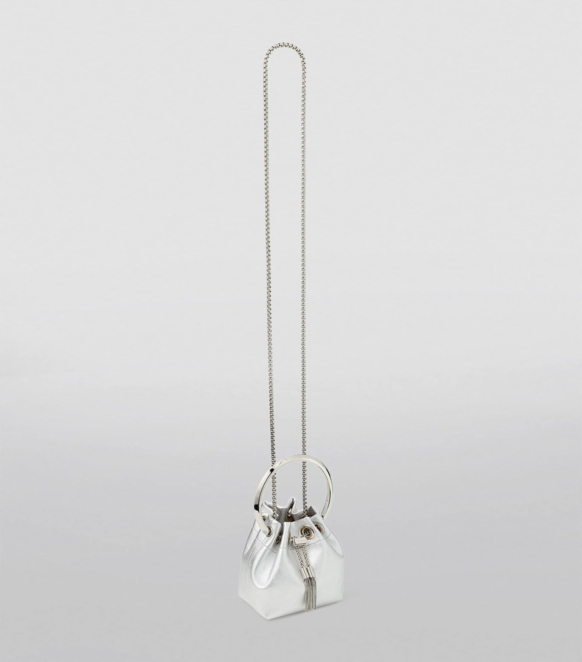 Jimmy Choo Silver Micro Bon Bon Top-Handle Bag