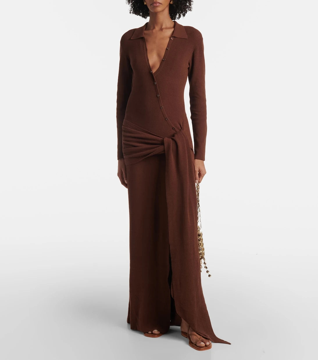 Aya Muse - Saros draped cotton-blend maxi dress