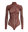 Wolford Burgundy Reptile Net Bodysuit
