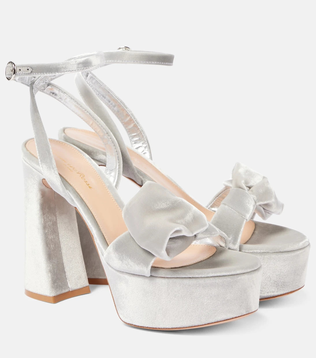 Gianvito Rossi - 70 bow-detail velvet platform sandals