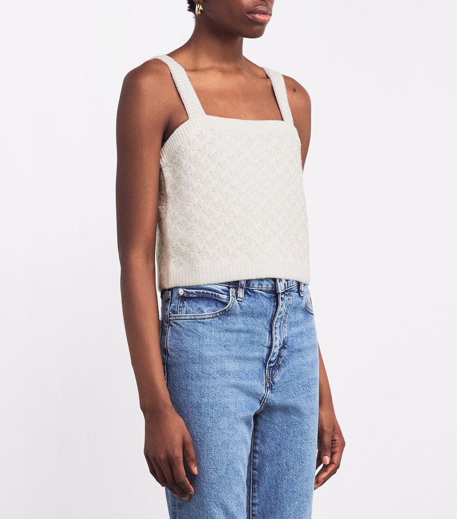 Tweed-Effect Crop Top ECRU