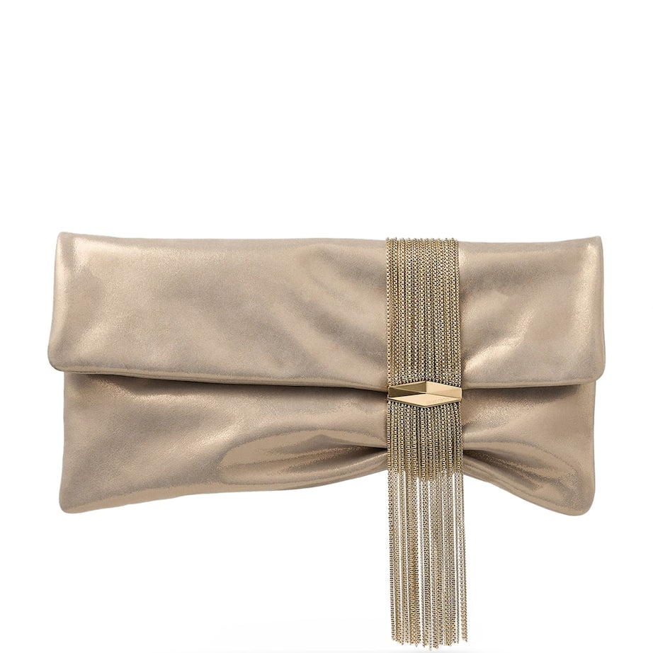 Jimmy Choo Gold Zandra Leather-Brass Clutch Bag