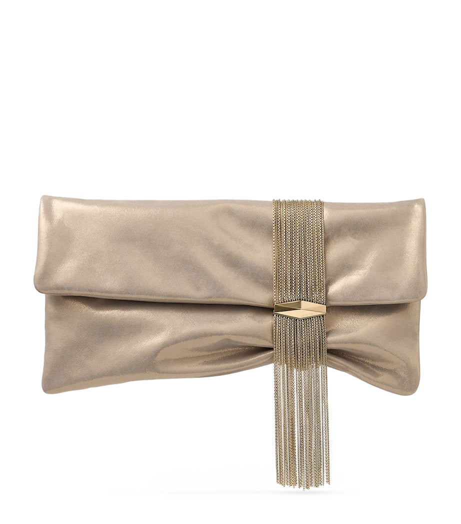Jimmy Choo Gold Zandra Leather-Brass Clutch Bag