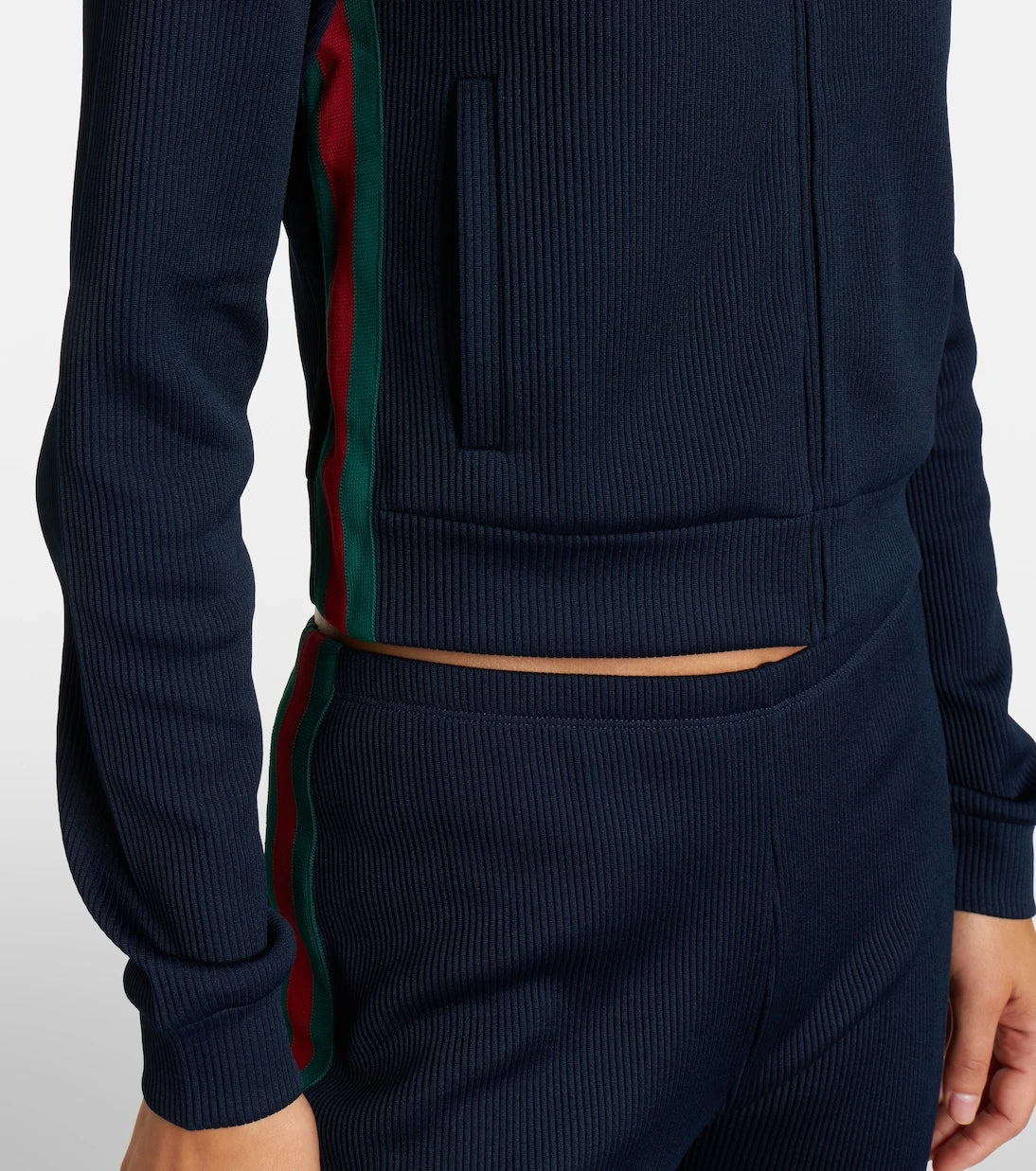 Gucci - Web Stripe jersey zip-up sweatshirt