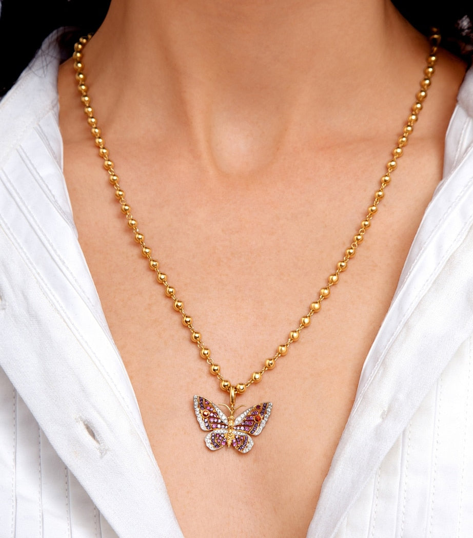 Yellow Gold, Diamond and Gemstone Mythology Butterfly Charm