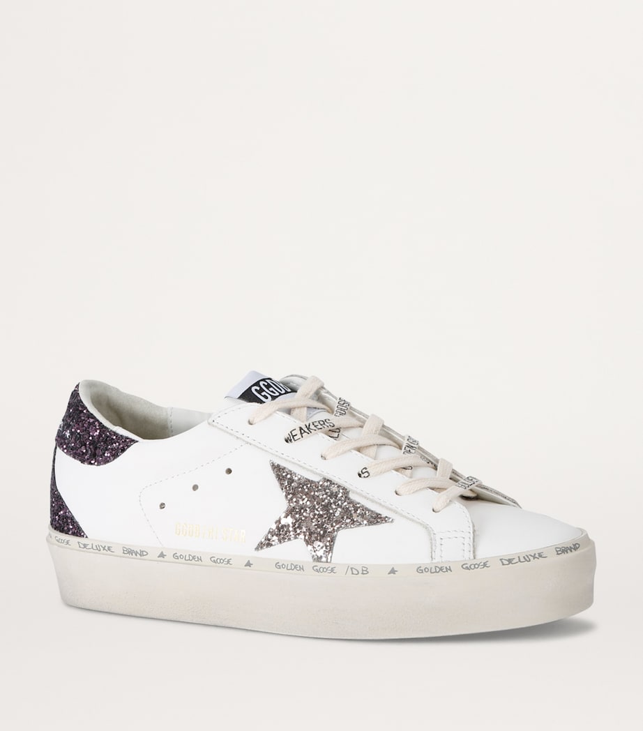 White Leather Embellished Hi Star Sneakers