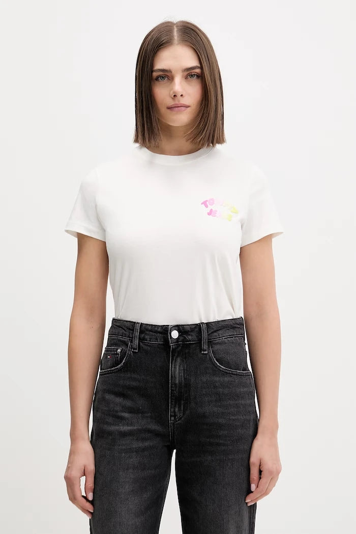 Tommy Jeans kadın pamuklu tişört