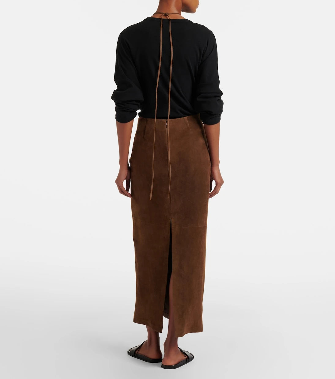The Row - Erina suede pencil skirt