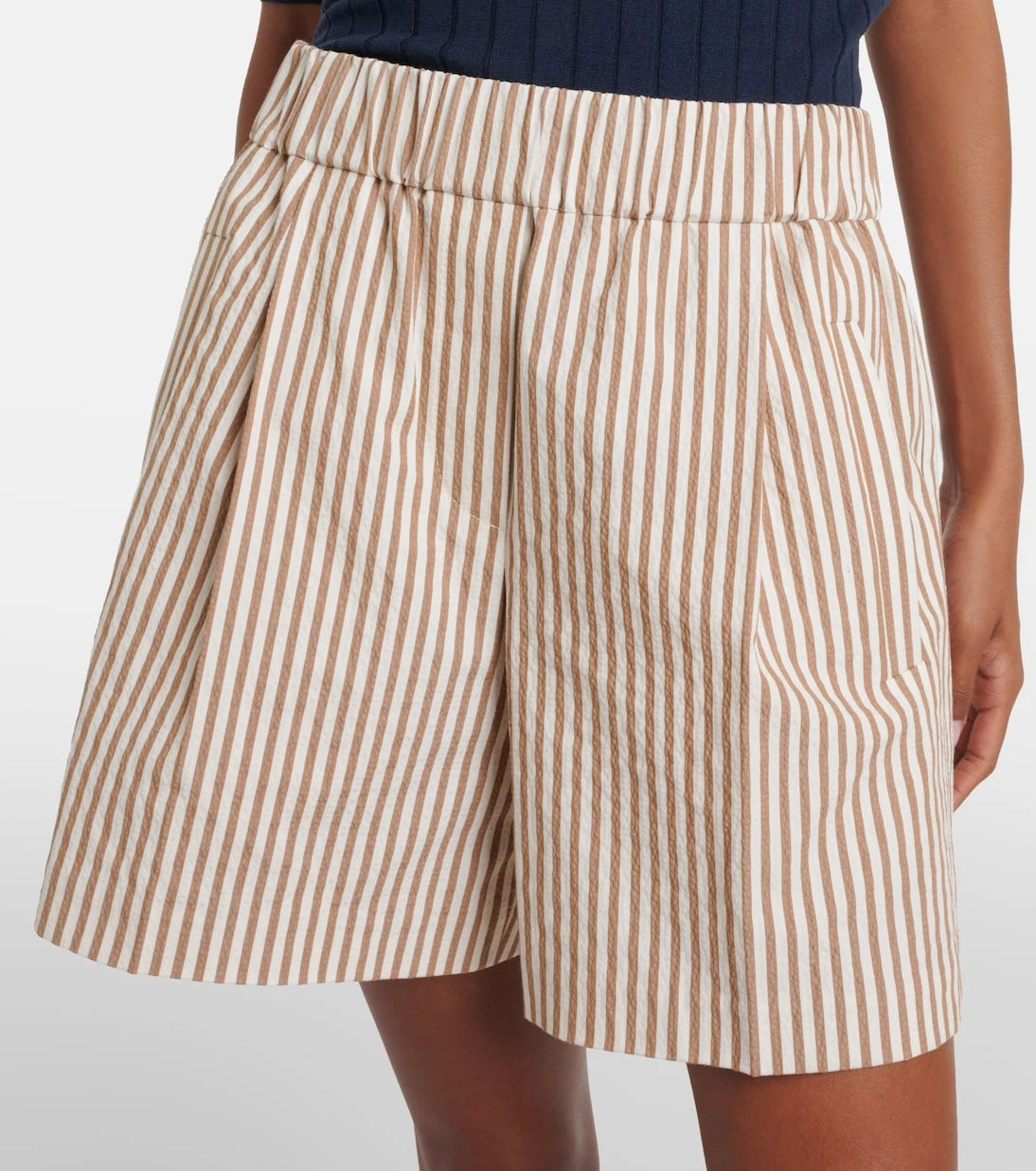 Brunello Cucinelli - Striped cotton-blend shorts