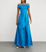 Blue Taffeta Off-The-Shoulder Gown