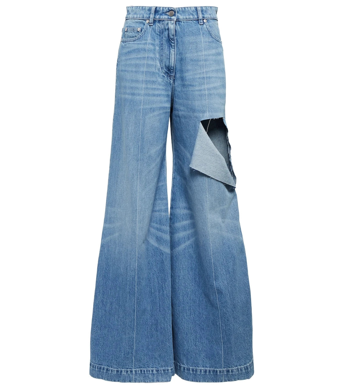 Peter Do - Distressed high-rise wide-leg jeans