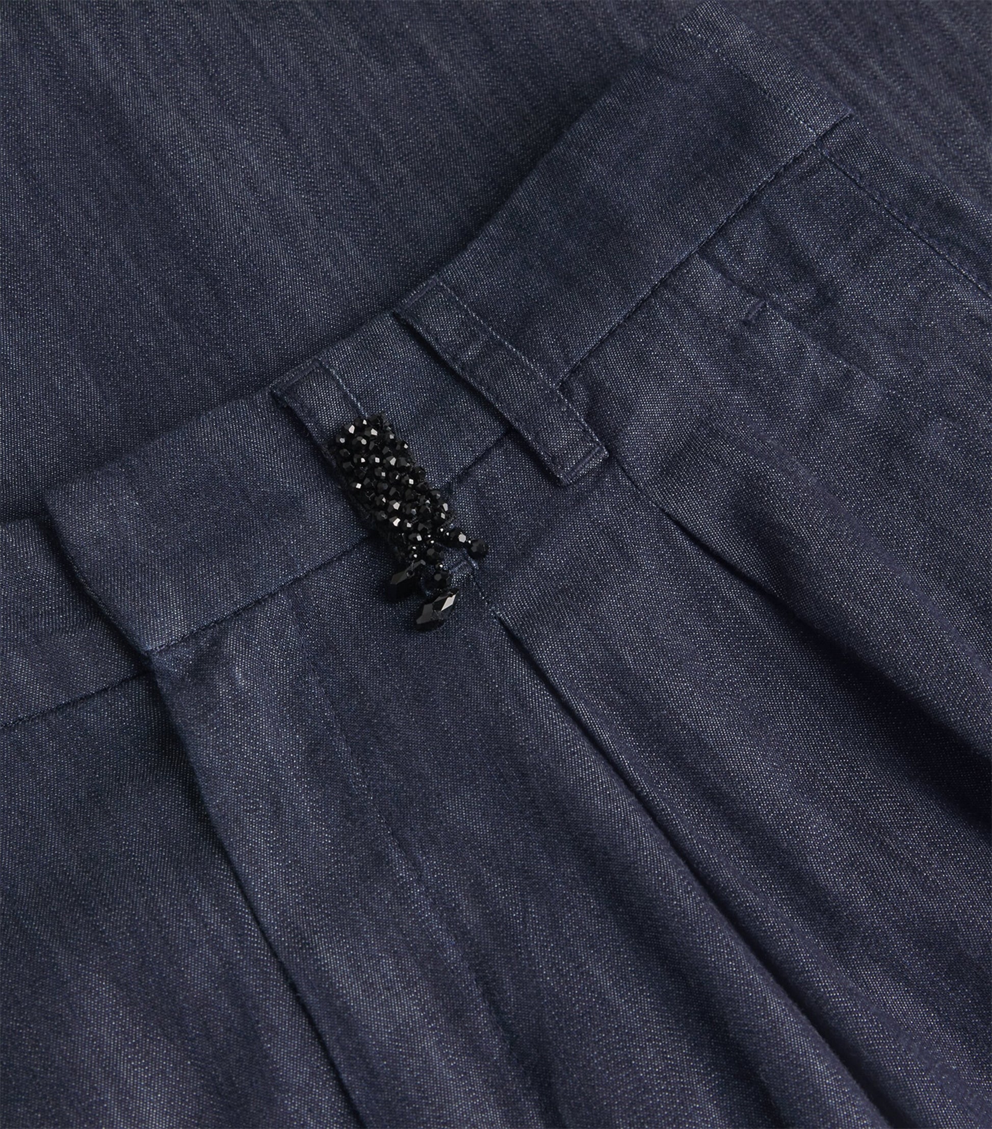 Max Mara Blue Denim Embellished Trousers