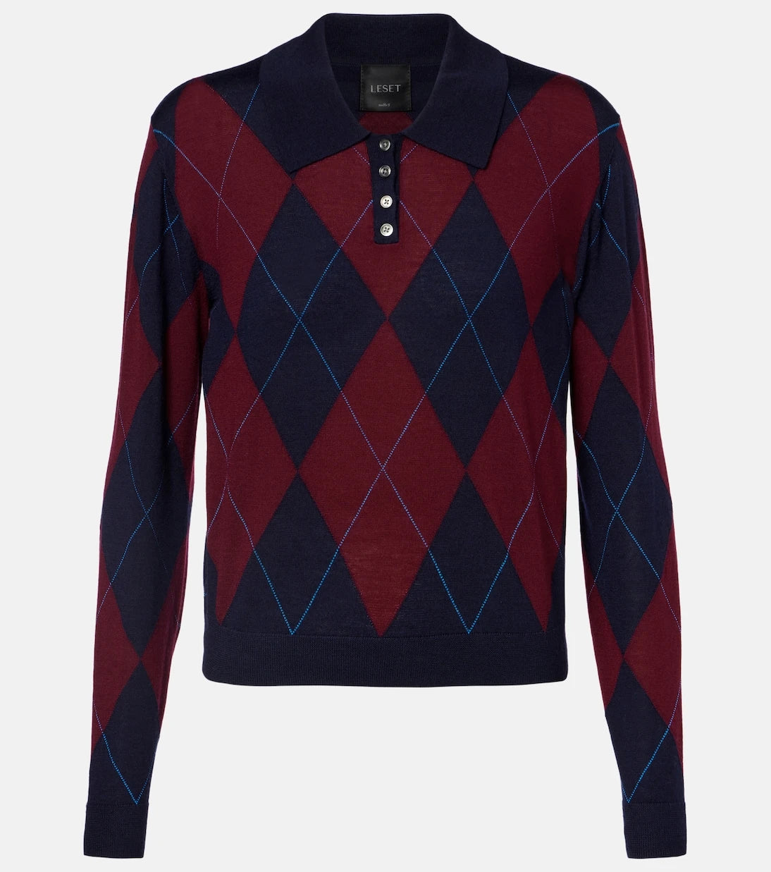 Leset - James argyle wool polo sweater